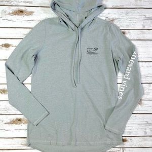 Vineyard Vines Edgartown Gray Hooded Long Sleeve Logo T-Shirt S LIKE NEW